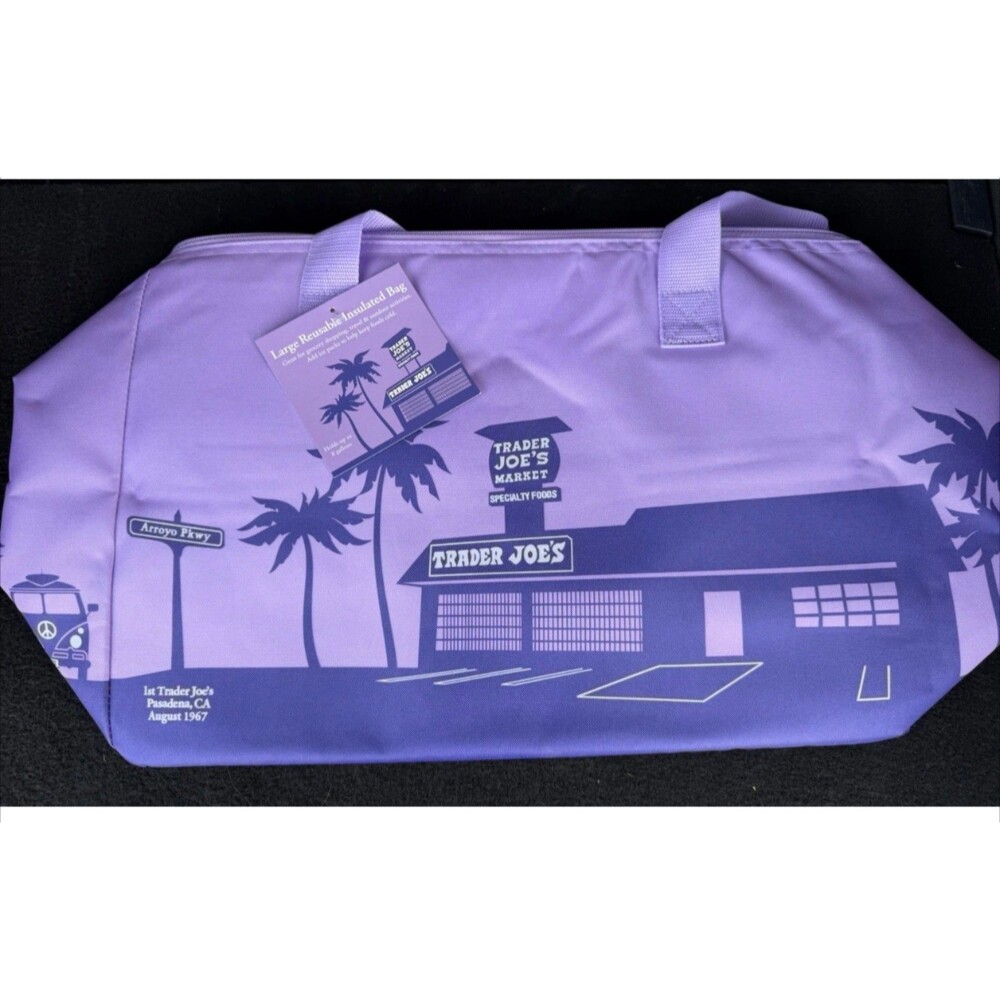 NWT Trader Joe's XL Insulated Freezer Tote Bag Lavender Lmtd Ed 8 Gal *FREE GIFT